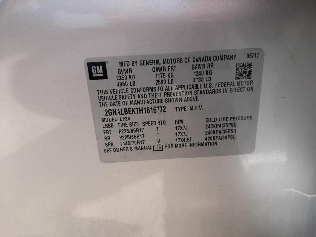 Photo 10 from auction – 2017 CHEVROLET EQUINOX LS with VIN 2GNALBEK7H1616772