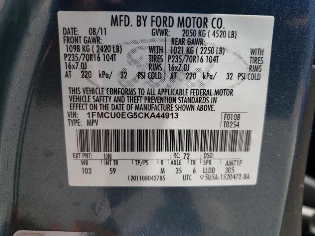 Photo 10 from auction – 2012 FORD ESCAPE LIM with VIN 1FMCU0EG5CKA44913