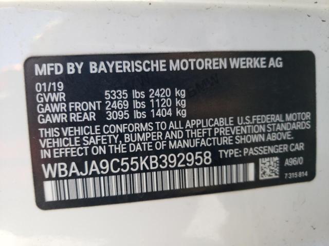 Photo 10 from auction – 2019 BMW 530E with VIN WBAJA9C55KB392958