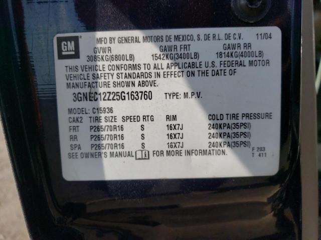 Photo 10 from auction – 2005 CHEVROLET AVALANCHE with VIN 3GNEC12Z25G163760