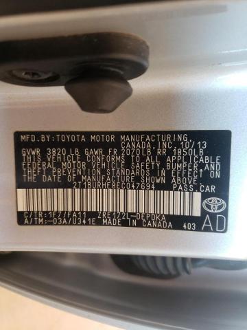 Photo 10 from auction – 2014 TOYOTA COROLLA L with VIN 2T1BURHE8EC047694