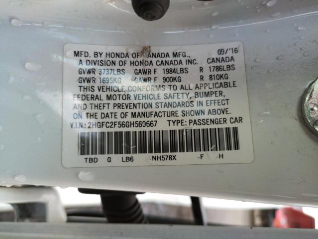 Photo 10 from auction – 2016 HONDA CIVIC LX with VIN 2HGFC2F56GH569667