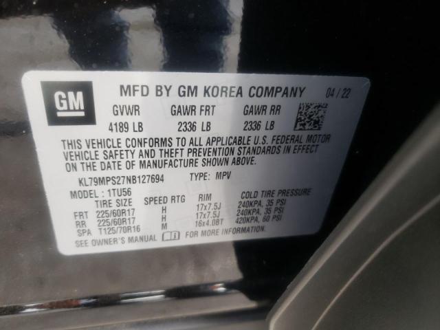 Photo 10 from auction – 2022 CHEVROLET TRAILBLAZE with VIN KL79MPS27NB127694