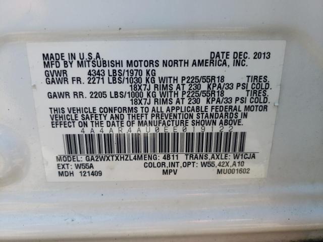 Photo 10 from auction – 2014 MITSUBISHI OUTLANDER with VIN 4A4AR4AU0EE019122