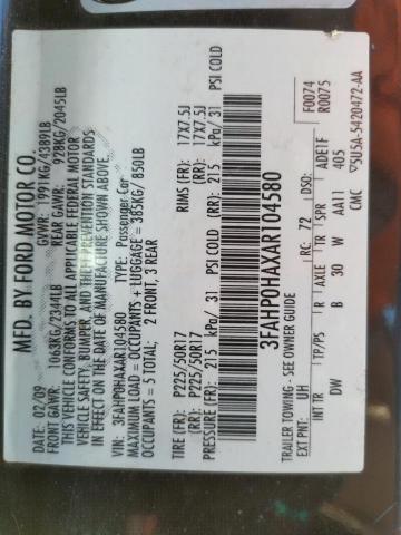Photo 10 from auction – 2010 FORD FUSION SE with VIN 3FAHP0HAXAR104580