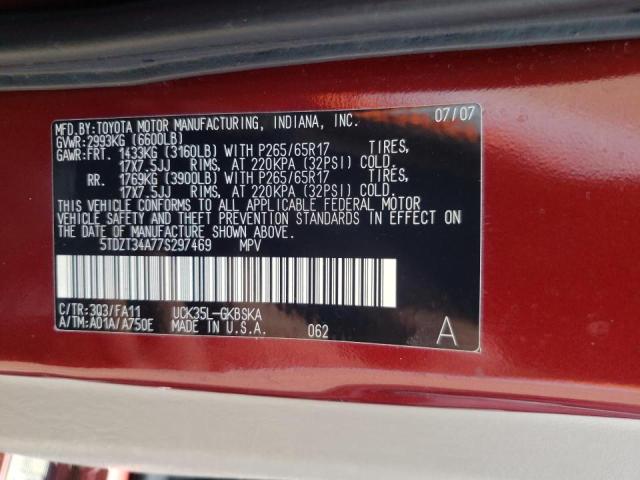 Photo 10 from auction – 2007 TOYOTA SEQUOIA SR with VIN 5TDZT34A77S297469