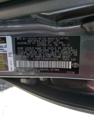 Photo 10 from auction – 2013 TOYOTA CAMRY L with VIN 4T4BF1FK9DR322920