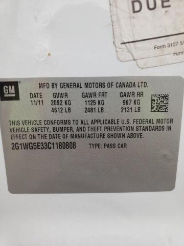Photo 10 from auction – 2012 CHEVROLET IMPALA LT with VIN 2G1WG5E33C1180808