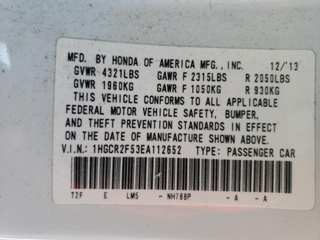 Photo 10 from auction – 2014 HONDA ACCORD SPO with VIN 1HGCR2F53EA112652