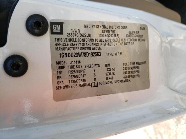 Photo 10 from auction – 2008 CHEVROLET UPLANDER L with VIN 1GNDU23W78D192563