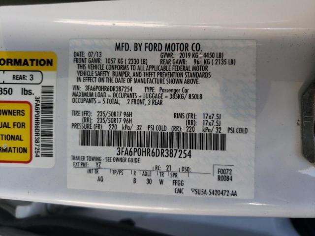 Photo 10 from auction – 2013 FORD FUSION with VIN 3FA6P0HR6DR387254