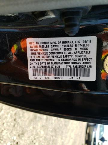 Photo 10 from auction – 2012 HONDA CIVIC LX with VIN 19XFB2F58CE078122