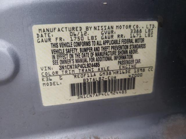 Photo 10 from auction – 2012 NISSAN VERSA S with VIN 3N1CN7AP4CL924485