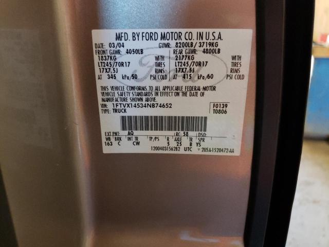 Photo 10 from auction – 2004 FORD F150 with VIN 1FTVX14534NB74652