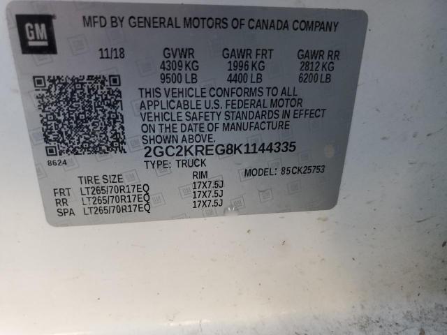 Photo 10 from auction – 2019 CHEVROLET SILVERADO with VIN 2GC2KREG8K1144335