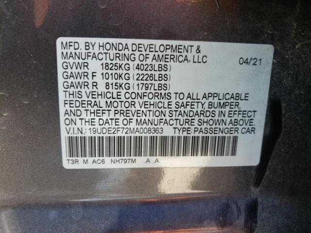 Photo 10 from auction – 2021 ACURA ILX PREMIU with VIN 19UDE2F72MA008363
