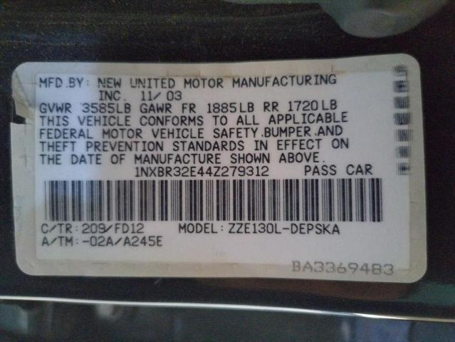 Photo 10 from auction – 2004 TOYOTA COROLLA CE with VIN 1NXBR32E44Z279312