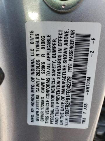 Photo 10 from auction – 2015 HONDA CIVIC EXL with VIN 19XFB2F91FE042229