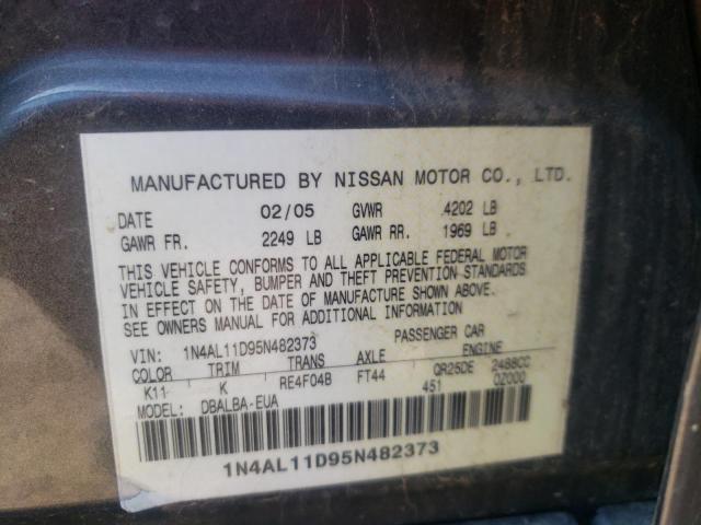 Photo 10 from auction – 2005 NISSAN ALTIMA S with VIN 1N4AL11D95N482373