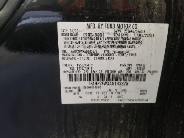 Photo 10 from auction – 2010 FORD TAURUS LIM with VIN 1FAHP2FWXAG143378