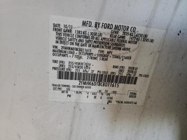 Photo 10 from auction – 2012 FORD FLEX LIMIT with VIN 2FMHK6DT8CBD11615