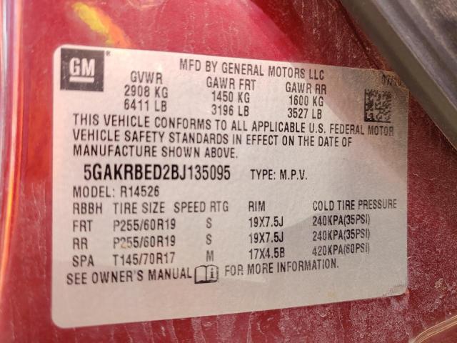 Photo 10 from auction – 2011 BUICK ENCLAVE CX with VIN 5GAKRBED2BJ135095