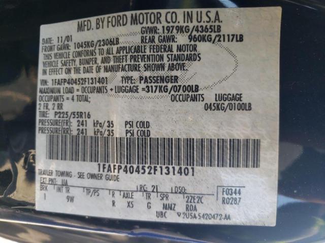 Photo 10 from auction – 2002 FORD MUSTANG with VIN 1FAFP40452F131401