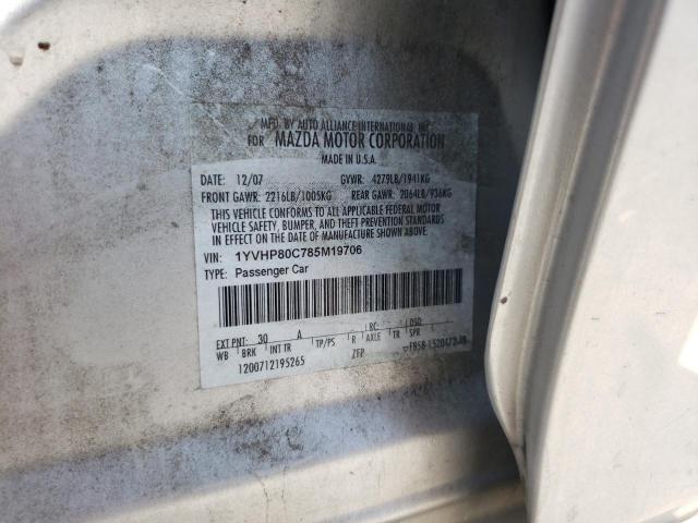 Photo 10 from auction – 2008 MAZDA 6 I with VIN 1YVHP80C785M19706