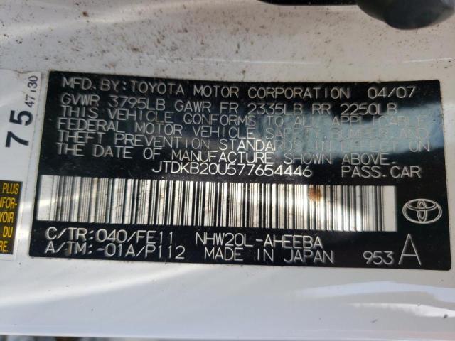 Photo 10 from auction – 2007 TOYOTA PRIUS with VIN JTDKB20U577654446