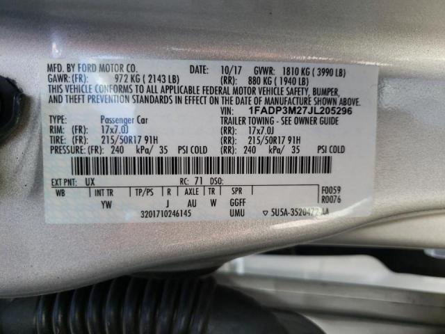 Photo 10 from auction – 2018 FORD FOCUS SEL with VIN 1FADP3M27JL205296