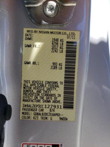 Photo 10 from auction – 2012 NISSAN ALTIMA S with VIN 1N4AL2EP3CC127931