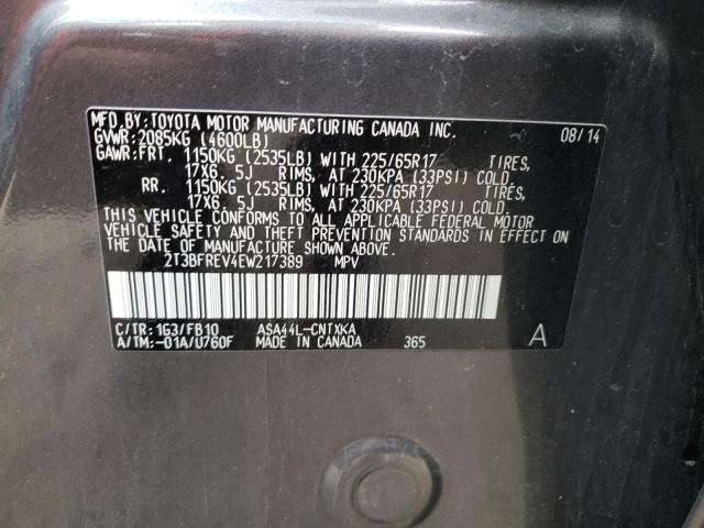 Photo 10 from auction – 2014 TOYOTA RAV4 LE with VIN 2T3BFREV4EW217389