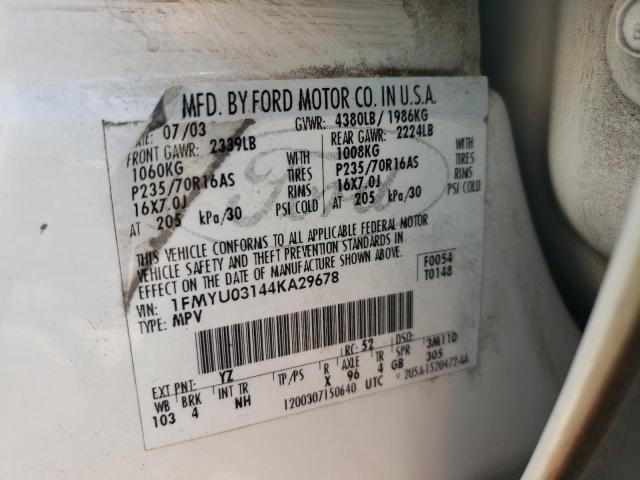 Photo 10 from auction – 2004 FORD ESCAPE XLT with VIN 1FMYU03144KA29678