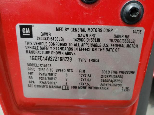 Photo 10 from auction – 2007 CHEVROLET SILVERADO with VIN 1GCEC14V27Z198739