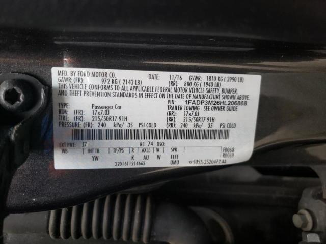 Photo 10 from auction – 2017 FORD FOCUS SEL with VIN 1FADP3M26HL206868