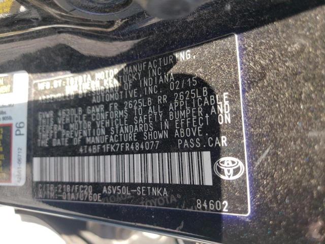 Photo 10 from auction – 2015 TOYOTA CAMRY LE with VIN 4T4BF1FK7FR484077