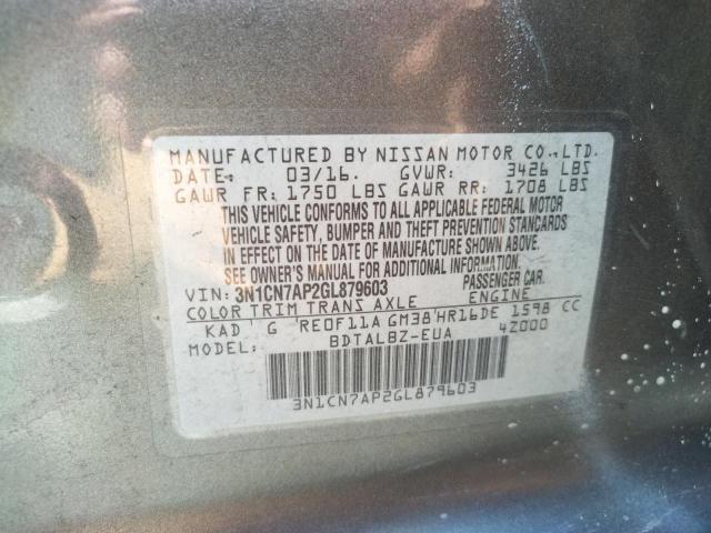 Photo 10 from auction – 2016 NISSAN VERSA S with VIN 3N1CN7AP2GL879603