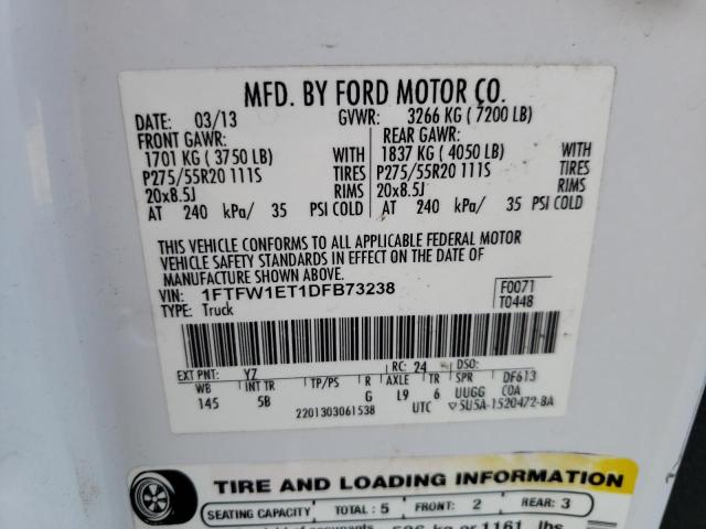 Photo 10 from auction – 2013 FORD F150 SUPER with VIN 1FTFW1ET1DFB73238