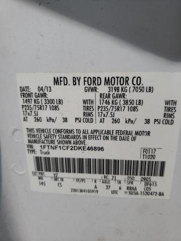 Photo 10 from auction – 2013 FORD F150 with VIN 1FTNF1CF2DKE46896
