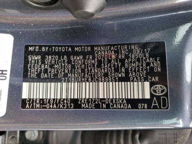 Photo 10 from auction – 2018 TOYOTA COROLLA L with VIN 2T1BURHE8JC989951
