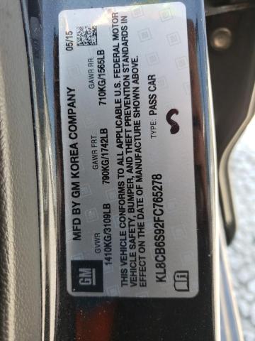 Photo 10 from auction – 2015 CHEVROLET SPARK LS with VIN KL8CB6S92FC765278