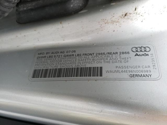 Photo 10 from auction – 2006 AUDI A8 L QUATT with VIN WAUML44E96N006989