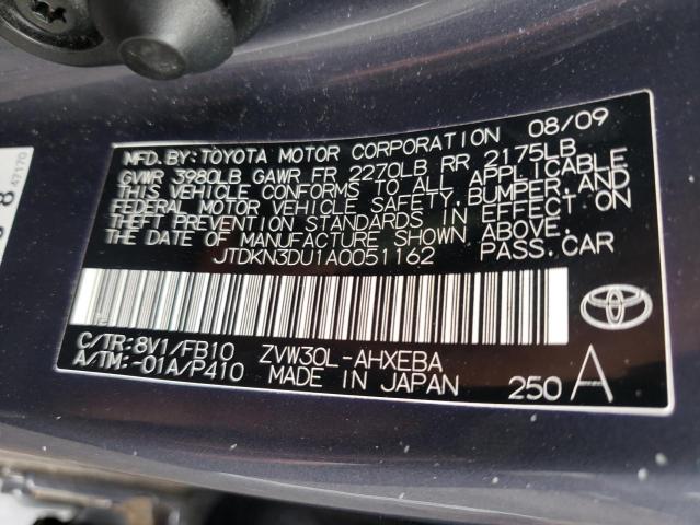 Photo 10 from auction – 2010 TOYOTA PRIUS with VIN JTDKN3DU1A0051162