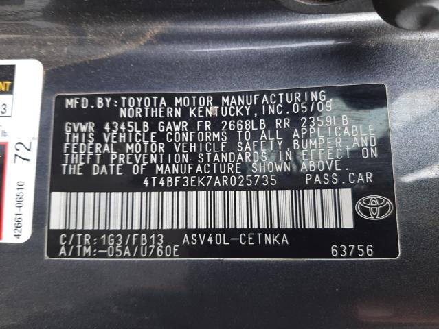 Photo 10 from auction – 2010 TOYOTA CAMRY BASE with VIN 4T4BF3EK7AR025735