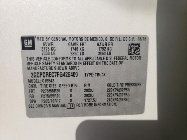 Photo 10 from auction – 2015 CHEVROLET SILVERADO with VIN 3GCPCREC7FG425409