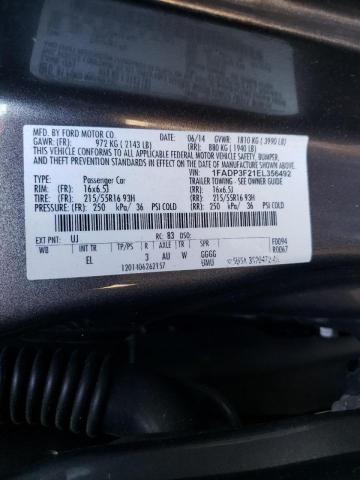 Photo 10 from auction – 2014 FORD FOCUS SE with VIN 1FADP3F21EL356492