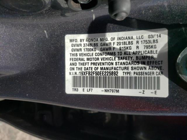 Photo 10 from auction – 2014 HONDA CIVIC LX with VIN 19XFB2F50EE225892