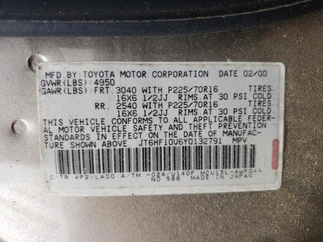 Photo 10 from auction – 2000 LEXUS RX 300 with VIN JT6HF10U6Y0132791