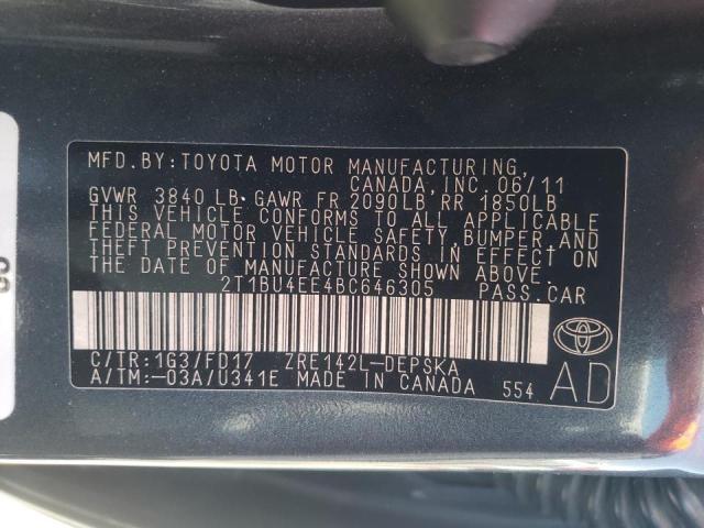 Photo 10 from auction – 2011 TOYOTA COROLLA with VIN 2T1BU4EE4BC646305