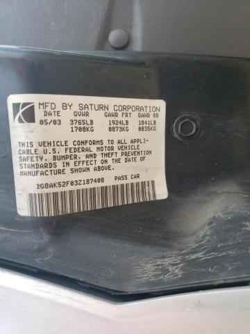 Photo 10 from auction – 2003 SATURN ION LEVEL with VIN 1G8AK52F03Z187408